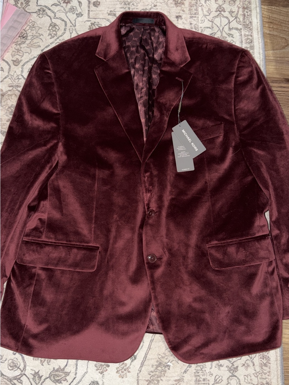 Michael Kors Men's Velvet Sport Coat in Deep Wine